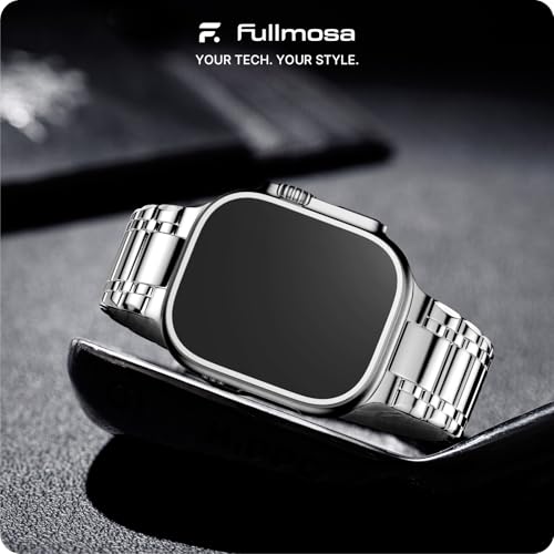 Image of Fullmosa Metal Bands With Case [Watch NOT Included] Compatible Apple Watch Strap 49mm,Steel Apple Watch Band for iWatch Ultra 3 /2 /1,49mm Silver