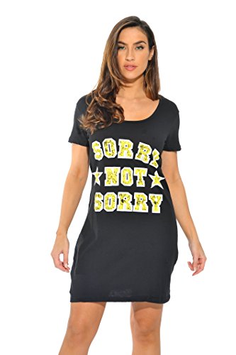 Just Love Sleep Dress for Women / Sleeping / Dorm Shirt / Nightshirt,Black - Sorry Not Sorry,1X Plus