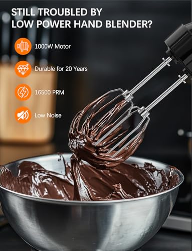 Immersion Blender Handheld GAVASTO Hand Blender,20 Speeds and Turbo Mode Hand Mixer, 3-in-1 Heavy Duty Copper Motor Stainless Steel image 4