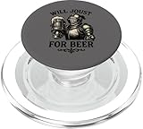 Photo Gallery design divertente con scritta "will joust for beer", cavaliere medievale popsockets popgrip per magsafe Photo Gallery design divertente con scritta "will joust for beer", cavaliere medievale popsockets popgrip per magsafe
