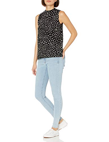 Daily Ritual Women's Jersey Relaxed-Fit Sleeveless Mock Neck Shirt, Black/White, Dalmation Print, Medium #TOP3