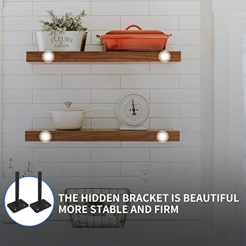Floating Shelf Brackets 4 Inch Heavy Duty Hidden Shelving Brackets For Floating Wood Shelves Hardware Rod With 3/8 Diameter,4 Pack Solid Steel Blind Shelf Supports With Screws #TOP4