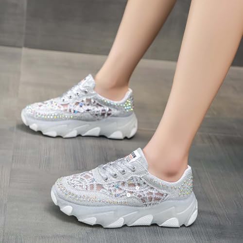 Baskets à plateforme strass femme chaussures de loisirs légères