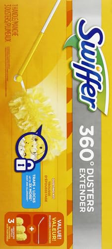 Image of Swiffer Duster Kit with 3 ft Extendable Handle, Heavy Duty Dusting Starter Kit with 3 Refills, for Ceiling Fans, Vents and Hard to Reach Places (Pack of 6)