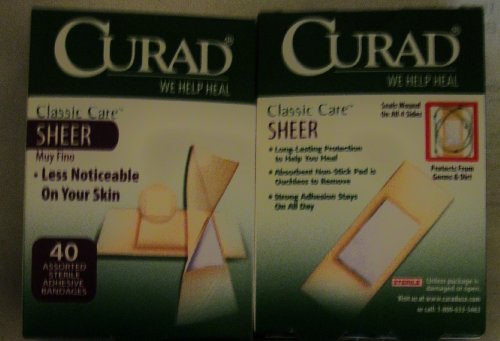 Curad Classic Care Bandages Sheer 40 Assorted Sizes (3 Pack)