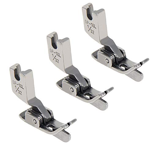 Othmro ミシン押え 押え足 縫製機押え足 SP-18L 1/32インチ押え足(1mm) 鋼製 シルバー 押え 補正 工業用 家庭用ミシン 裁縫用 縫製工芸品 軽量 多機能 ミシン汎用 押さえ交換 調整可能 耐久性 3個入り