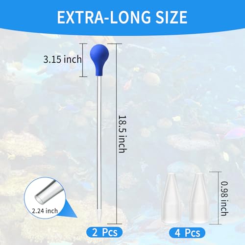 Image of 2 Pcs 18.5 in Long Pipette for Fish Tank Coral Food Feeder Long Syringe Aquarium Coral Feeding Tube for Marine Fish Reef Aquatic Plant Spider Snake Lizard