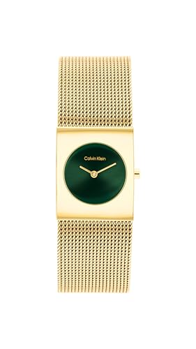 Calvin Klein Zwei-Zeiger-Quarzwerk-Uhr für Damen Kollektion CK Pulse mit Goldfarben Edelstahl-Mesh-Gliederarmband - 25100136