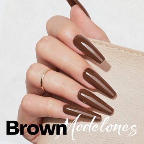 Image of modelones Brown Gel Nail Polish 15ML, Hema Free Pastel Soak-Off UV Fall Gel Polish - 28+Days Long-Lasting Nail Art DIY Manicure Kit Home Salon Women Gifts