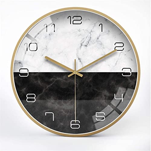 Horloge murale silencieuse pour éliminer le tic-tac avec cadre métal motif marbre
