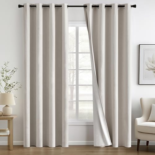 MIULEE Cortinas Blackout Cortina salón Cortinas Opacas Aspecto Lino con Ojales Cortina térmica protección frío Ventana Dormitorio Moderno balcón Puerta Cocina Naturaleza 140 x 260 cm