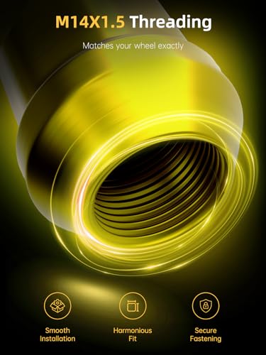 Image of MIKKUPPA M14x1.5 Wheel Spike Lug Nuts, 32 PCS Gold Spiked Lug Nuts 14mmx1.5 Solid 4.4 inch Tall Acorn Lug Nut with 1 Socket Key Replacement for Chevy Silverado 1500 2500 3500, F150 F250 F350