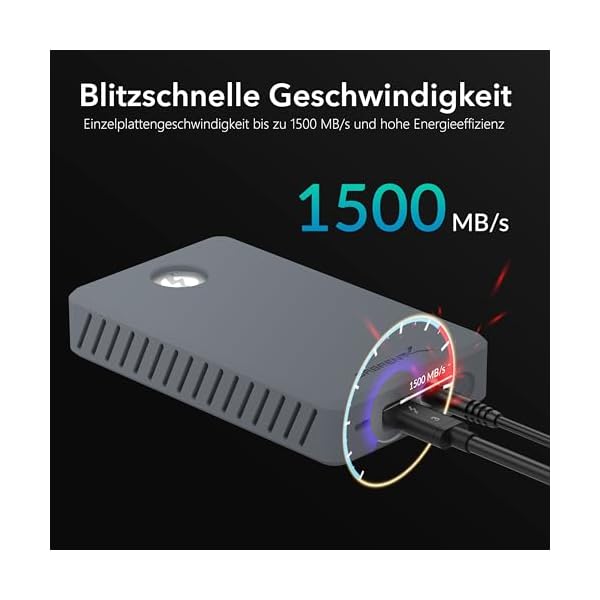 SABRENT SSD M.2 Gehäuse Dual Bay, 1500Mbps Thunderbolt 3 Docking Station USB C fur Aluminium Externes für Zwei M2 NVMe mit Netzteil Unterstützt 2242, 2260, 2280, Thunderbolt Kabel enthalten (EC-T3DN) – Bild 4