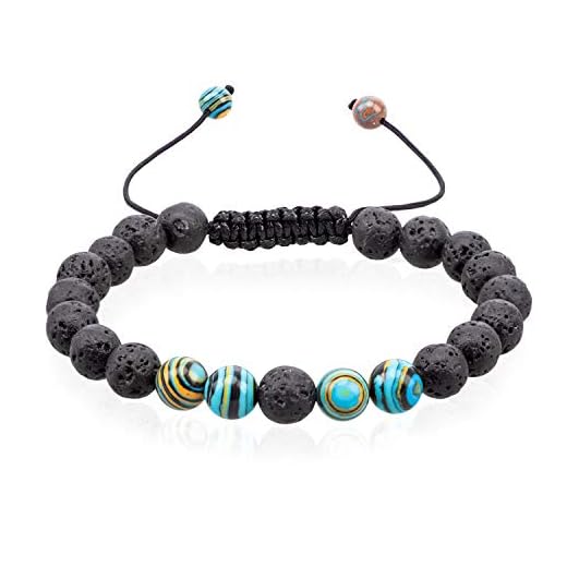 VLAWISE Anxiety Essential Oil Diffuser Bracelets for Depression-Stress Relief with Lava Stone,Aromatherapy,Healing Holistic Jewelry A3