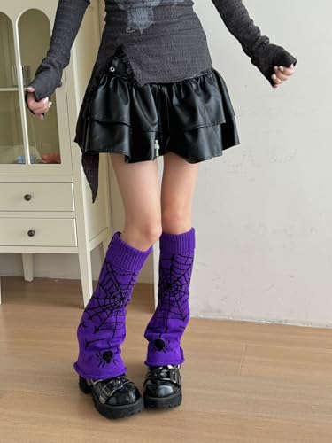 Image of WODECASA Girls Kawaii Leg Warmers Knitted Flared Leg Sleeves Goth Crochet Baggy Cuff Ankle Heap Socks
