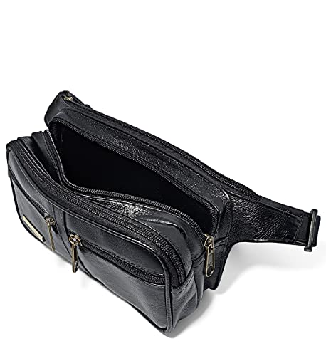 Pochete Masculina Grande Feita de Couro Le Voyage Espaçosa Cor:Preto
