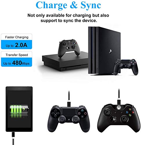 Replacement Ps4 Controller Charging Cable Sync Cord, Play And Charger Cable Compatible For Ps 4/ Dualshock 4/ Ps4 Slim/ Ps4 Pro/Xbox One/One S/Xbox One Elite/Xbox One X Controllers (3.3Ft) (Black) #TOP3