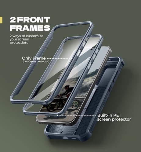 Image of Dexnor for Samsung Galaxy S25 FE Case with Upgraded Slide Camera Cover & 2 Front Frames & Built-in Screen Protector & Kickstand, Heavy-Duty Rugged Case Full-Body Protective Cover(2025),Navy Blue