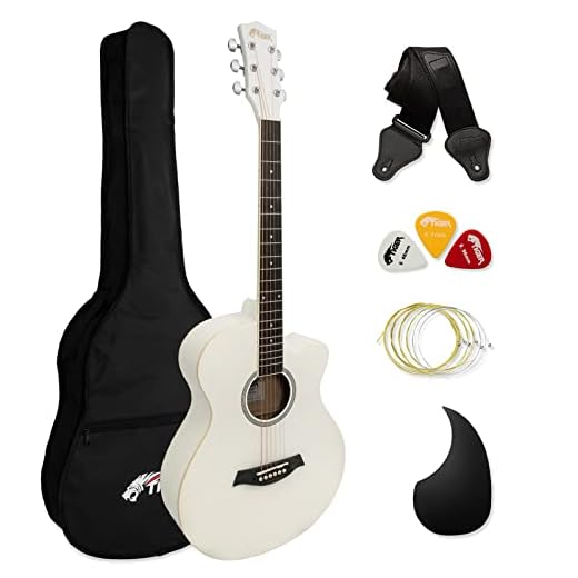 Tiger - Guitarra acústica, diseño recortado, color blanco