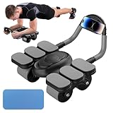 Rodillo de ejercicio para abdominales y rodillo de rueda abdominal con soporte para el codo, equipo de gimnasio en casa de rebote automático para entrenamiento central, máquina de ejercicio abdominal