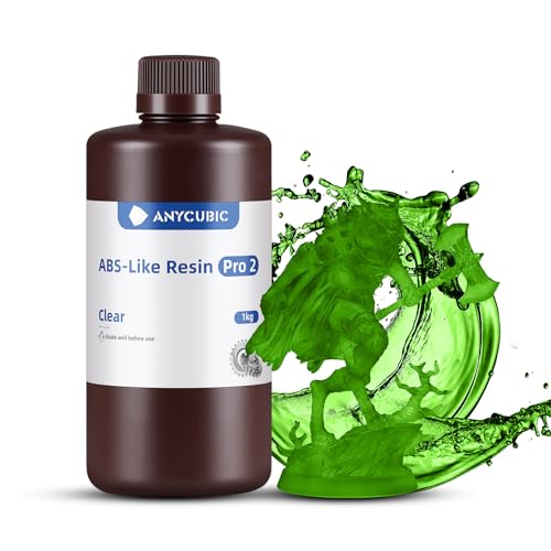 ANYCUBIC ABS-Like 3D Printer Resin Pro 2, Stronger and Tougher, High Precision and Long-Lasting, Low Odor, Wide Compatibility for All LCD Resin 3D Printers (Clear Green, 1kg) Clear Green 1kg