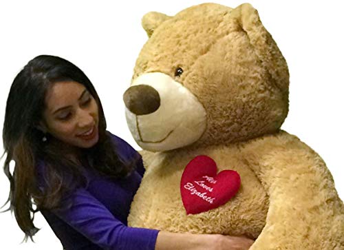 ❤ Crazy Deals Big Plush Personalized Heart on 5 Foot Giant Teddy Bear, Heart on Chest is Customized with Your Message
