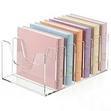 Wenqik Clear Acrylic Desktop File Organizer Vertical File Sorter 4mm Thick, Large Capacity Upright Magazine Organizer, Book Paper, Notebooks, Envelopes, Mail Holder(7 Section)