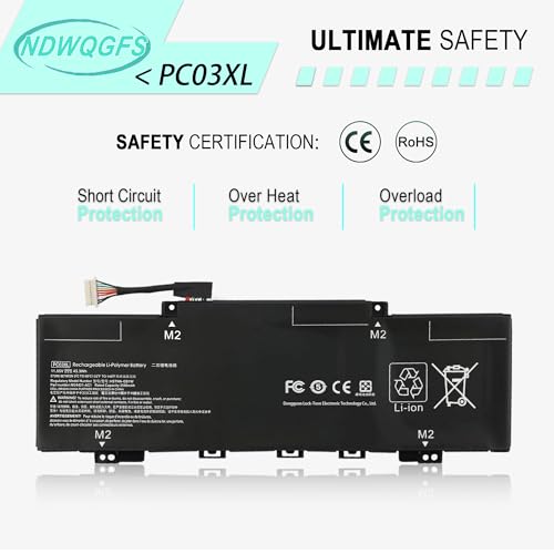 Image of PC03XL Laptop Battery Replacement for HP Pavilion x360 14-dy 14-dw 15-er Pavilion Aero 13-be Envy x360 14-ES Series 11.55V 43.3Wh Compatible with M24648-005 HSTNN-OB1W M24421-AC1