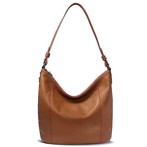Bolso Hobo de cuero suave para mujer color marrón miniatura 1