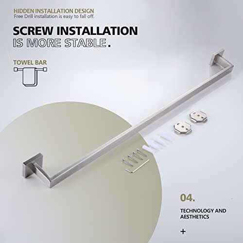 Image of KOKOSIRI 32-Inch Single Towel Bar, Bathroom Kitchen Towel Holder, Wall Mounted SUS304 Stainless Steel Towel Rack, Brushed Nickel, B4003BR-L32
