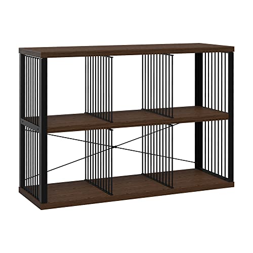 ClosetMaid 6-Cube Storage Organizer Bookshelf, Storage Shelf, Metal Frame, Wood Shelves, Easy Assembly, Black/Apple Walnut