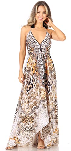 Image of Sakkas Lizi Womens Maxi High-Low Halter Handkerchief Long Dress Beach Party
