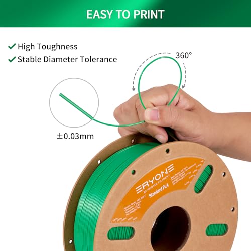 Image of ERYONE PLA Filament 3D Printer PLA Filament 1.75mm + /- 0.03mm, PLA Filament 1KG Cardboard Spool(2.2LBS), Green