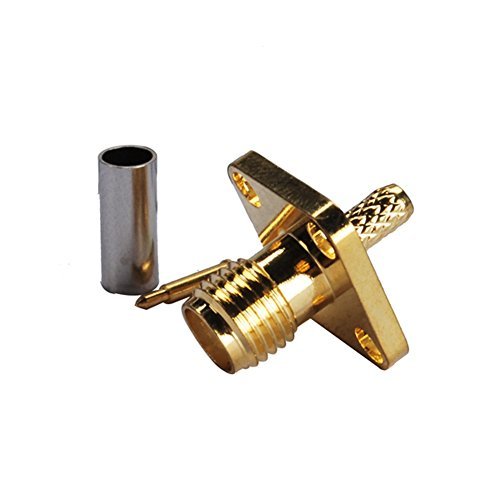 5pcs Rf Wire Coaxial Cable Terminal Connector Rp-SMA Jack 4-Hole Flange Panel Mount Crimp for Rg174 Rg316 Lmr100 Ships from USA