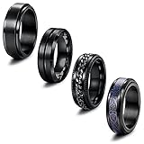SAILIMUE 4 Pcs 8MM Black Spinner Rings for Men Women Stainless Steel Fidget Ring for Anxiety Cool...