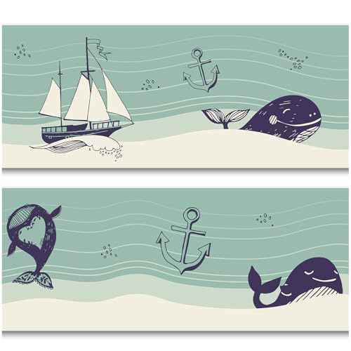 yabaduu Frise Murale 15 x 200cm pour chambre d'enfant sticker mural décoratif autocollant pour enfants filles garçons Y033 (La vie à la mer)