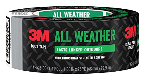 3M All Weather Duct Tape, 1.88 in x 25 yd, 1 Roll, UV/Water Resistant, Stands up to Heat, Sunlight...