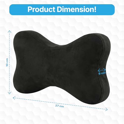 Image of KINGSWAY Car Accessories Bow Shape Neck Rest Seat Cushion, Universal Use Car Neck Pillow, Memory Foam Pillow in Black, Super Soft and Super Travel Comfort Design Headrest Cushions, Pack of 2