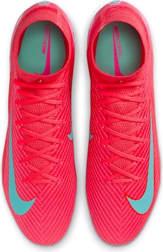 Nike Nike Mercurial Superfly 10 Elite FG High-Top Soccer Cleats (FQ1454-800, Ember Glow/Aurora Green) Size 5