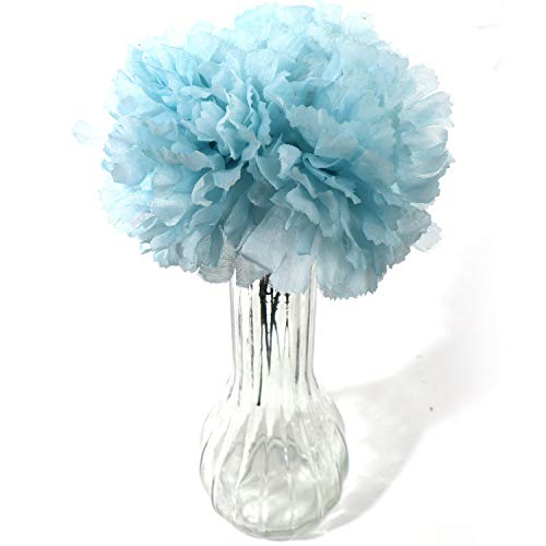 Larksilk Blue Silk Carnation Picks, Artificial Flowers For Weddings, Decorations, Diy Decor, 100 Count Bulk, 3.5" Carnation Heads With 5" Stems #TOP4