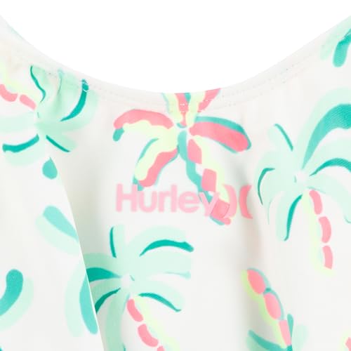 Image of Hurley Girls' Flounce Bikini 2-Piece Swimsuit, Pale Ivory /Reef Green, 14