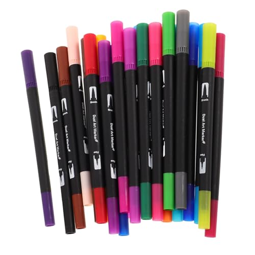 OFFSCH 24 piezas Rotuladores de Doble Punta para Acuarela Colores y Punta Fina para Dibujo Caligrafía y de Notas para Estudiantes y Artistas Creativos