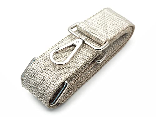 Image of CRAFTMEMORE Wide Shoulder Strap Metallic Tone Adjustable Bag Handle Crossbody Nylon Belt Replacement (Beige Silver JK09)
