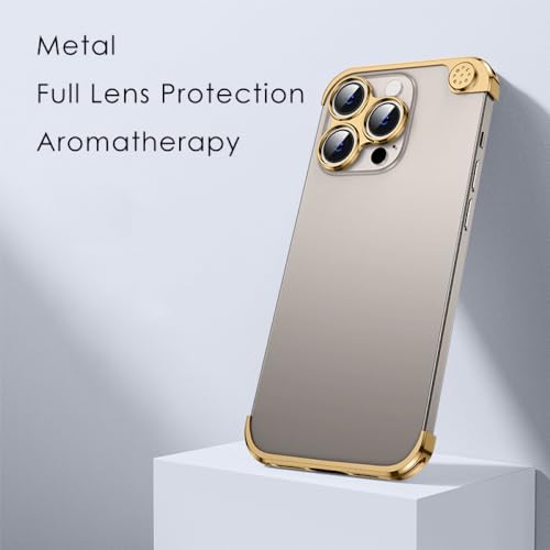 Coque antichoc iPhone 13 Pro Max en métal avec coussinets d'angle or