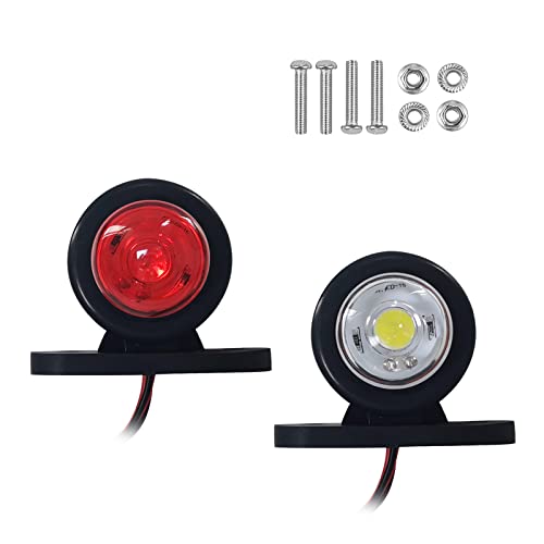 JinXiu Feux de gabarit latéral LED, Feux de position latéraux arrière blancs rouges à LED pour remorque, camionnette, bus, SUV, caravane 12 V, lot de 2