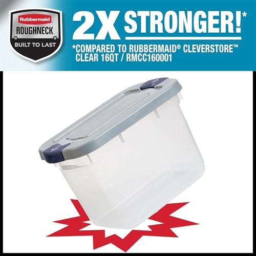 Image of Rubbermaid 6 Pack Roughneck Clear Storage Containers, Stackable Totes, 19 Quart