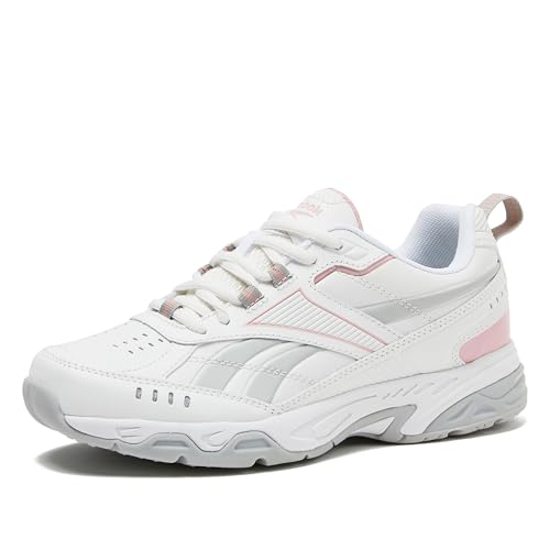 Reebok Rapid Strike Walking Shoes for Women, Comfortable Athletic Cross Training or Workout Gym Womens Sneakers, White/Light Pink/Light Grey, 8.5 Medium