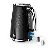 Swan Windsor Rapid Boil Kettle with Removable Limescale Filter, Boil Dry Protection and Hidden Cord Storage, 1.7L, 3KW, Black, SK14611BLK