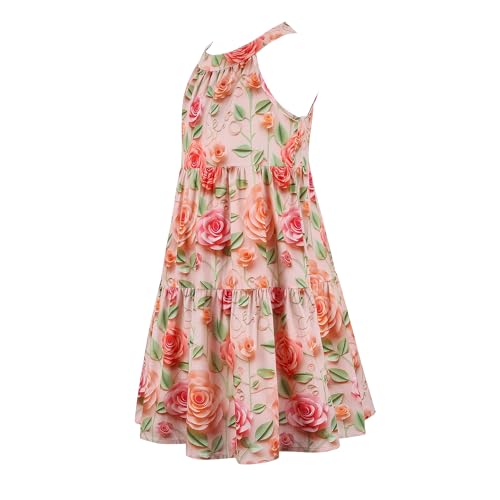Baby Girls 3D Rose Floral Dress Princess Sleeveless Beach Sundress Cute Birthday Photo Outfit2