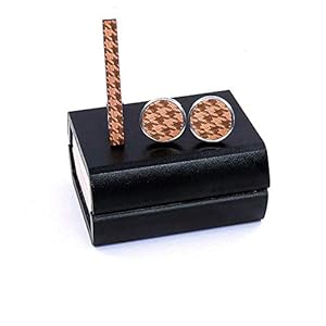 Uteruik Heren Manchetknopen Tie Clip Pin Houten Houndstooth Gedrukt Tie Pin Shirt Manchetknopen voor Mens Bruiloft Geschenken met Gift Box (#A)